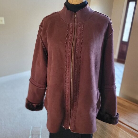 j.h.collectibles Vintage Ladies Shearling Jacket With Faux Fur Lining -  2 - Picture 3 of 7